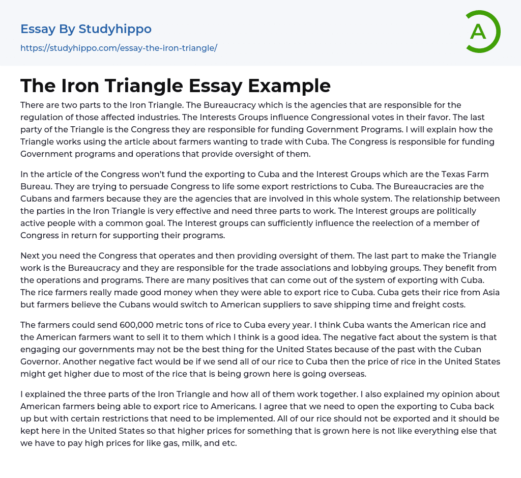 The Iron Triangle Essay Example