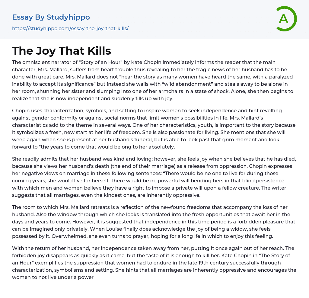 The Joy That Kills Essay Example