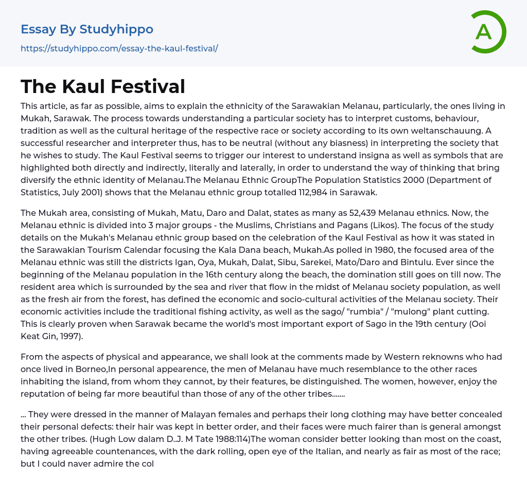 The Kaul Festival Essay Example