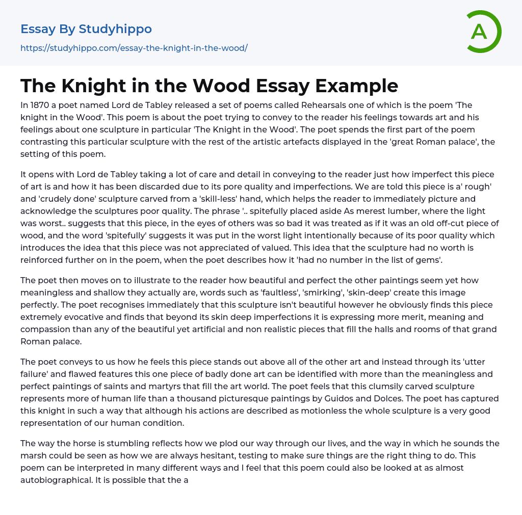 The Knight in the Wood Essay Example
