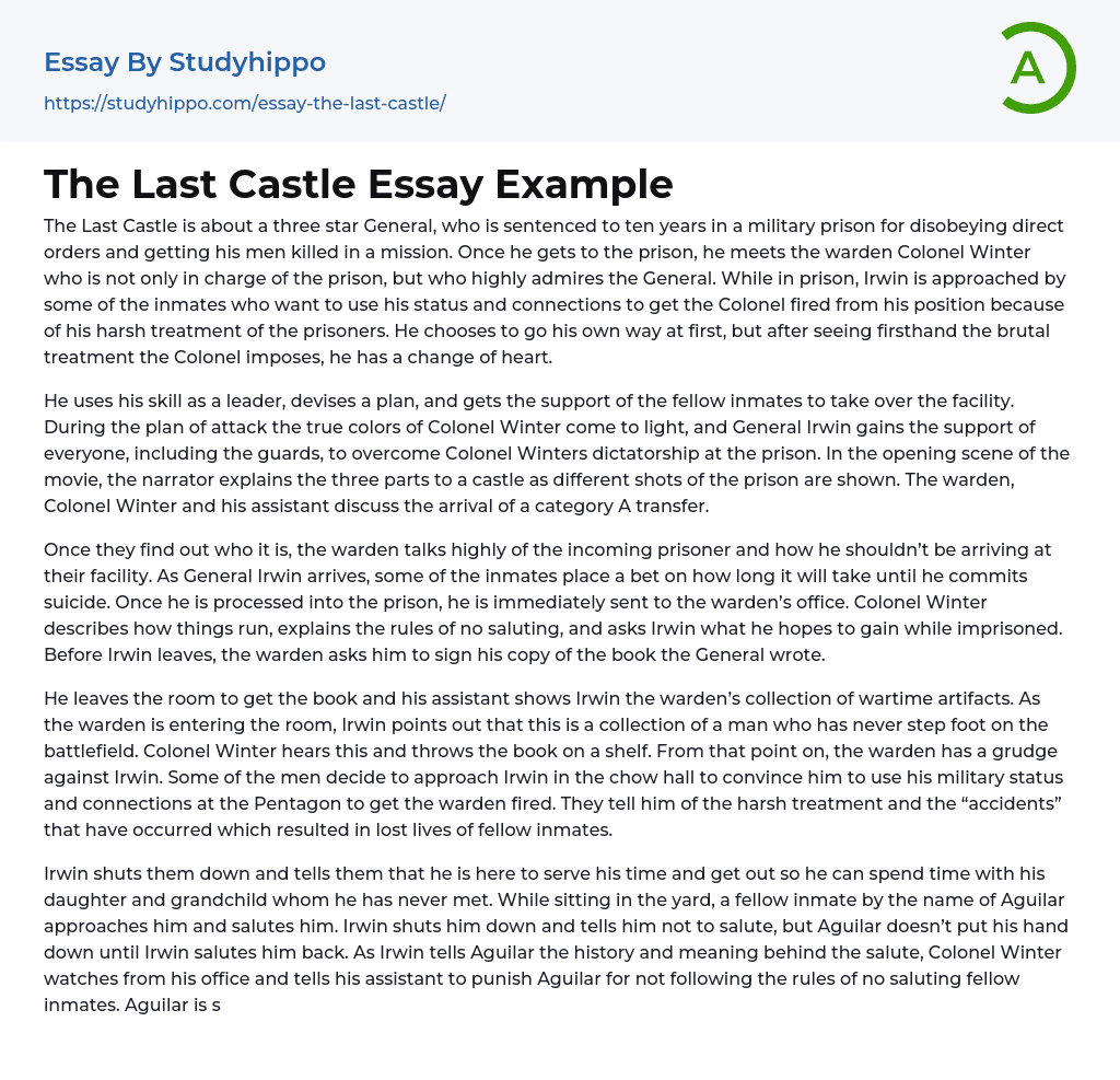The Last Castle Essay Example