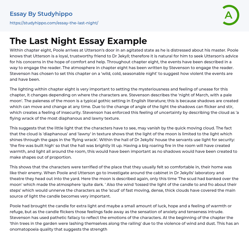 The Last Night Essay Example