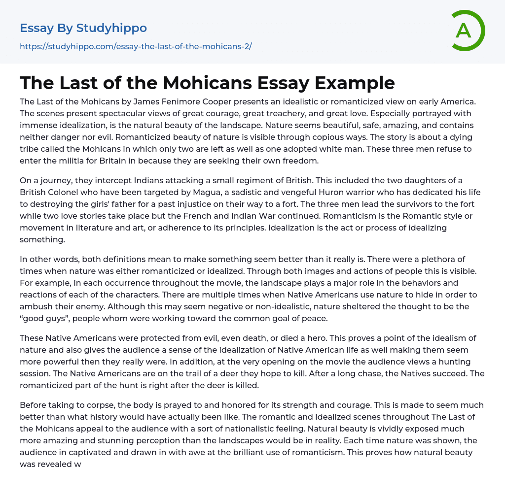 The Last of the Mohicans Essay Example