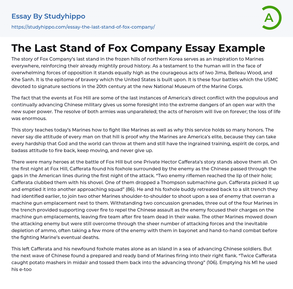 The Last Stand of Fox Company Essay Example