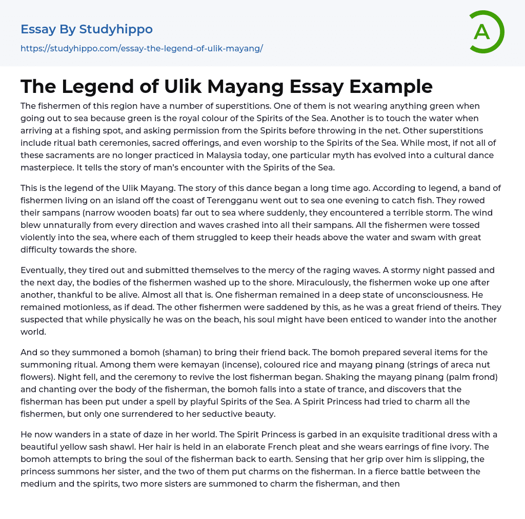 The Legend of Ulik Mayang Essay Example
