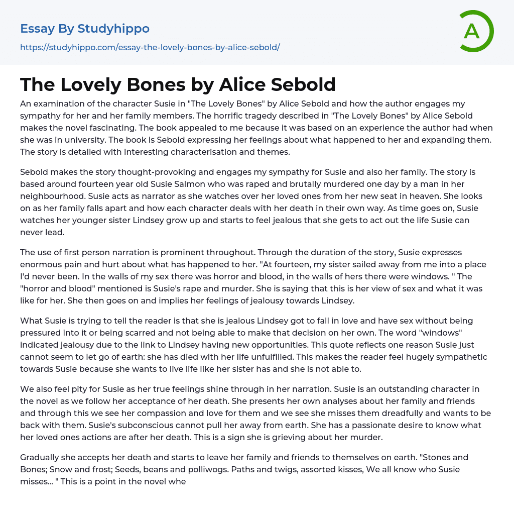 The Lovely Bones by Alice Sebold Essay Example