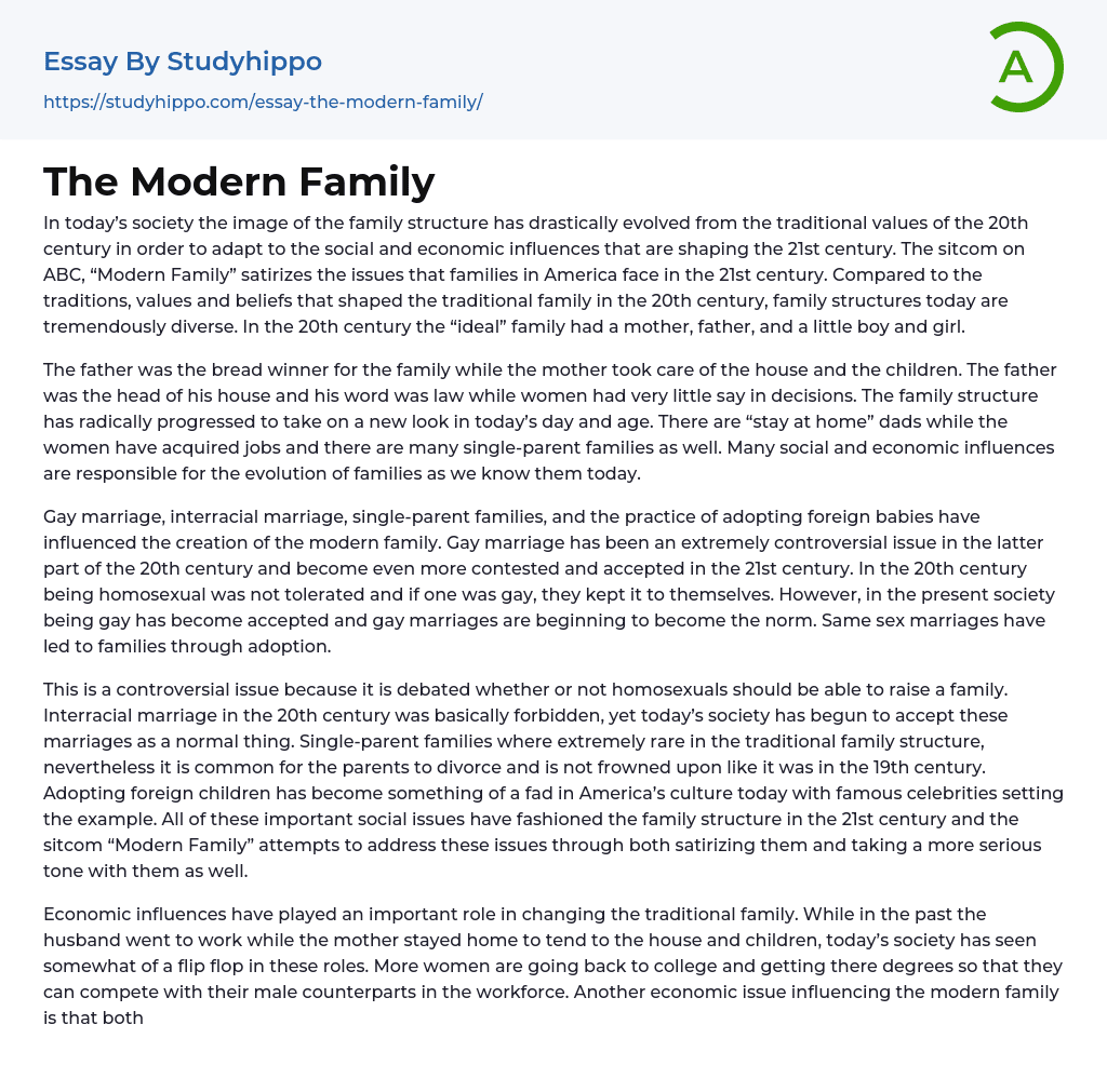 The Modern Family Essay Example