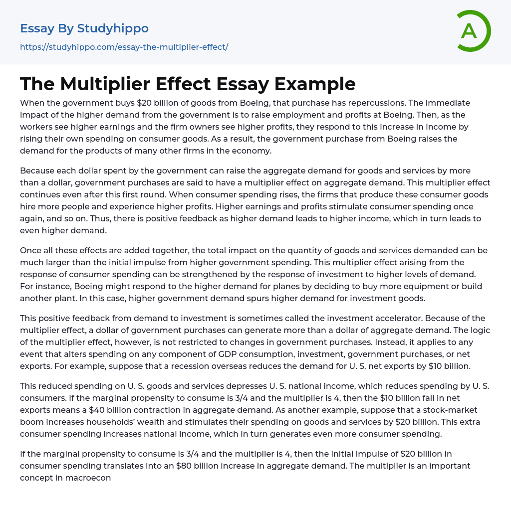 The Multiplier Effect Essay Example