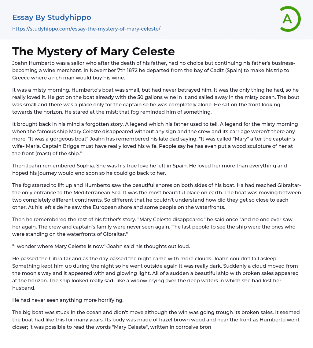 The Mystery of Mary Celeste Essay Example