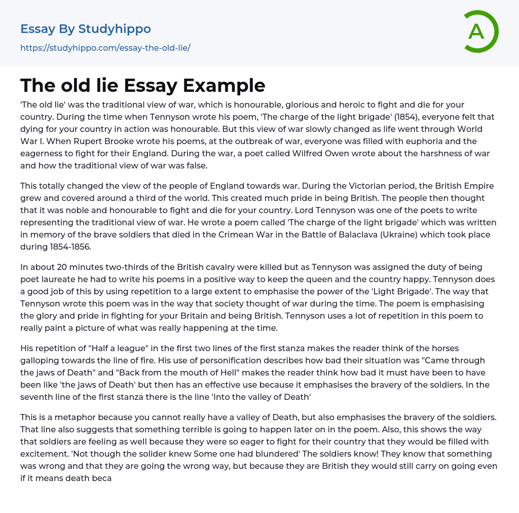 The old lie Essay Example