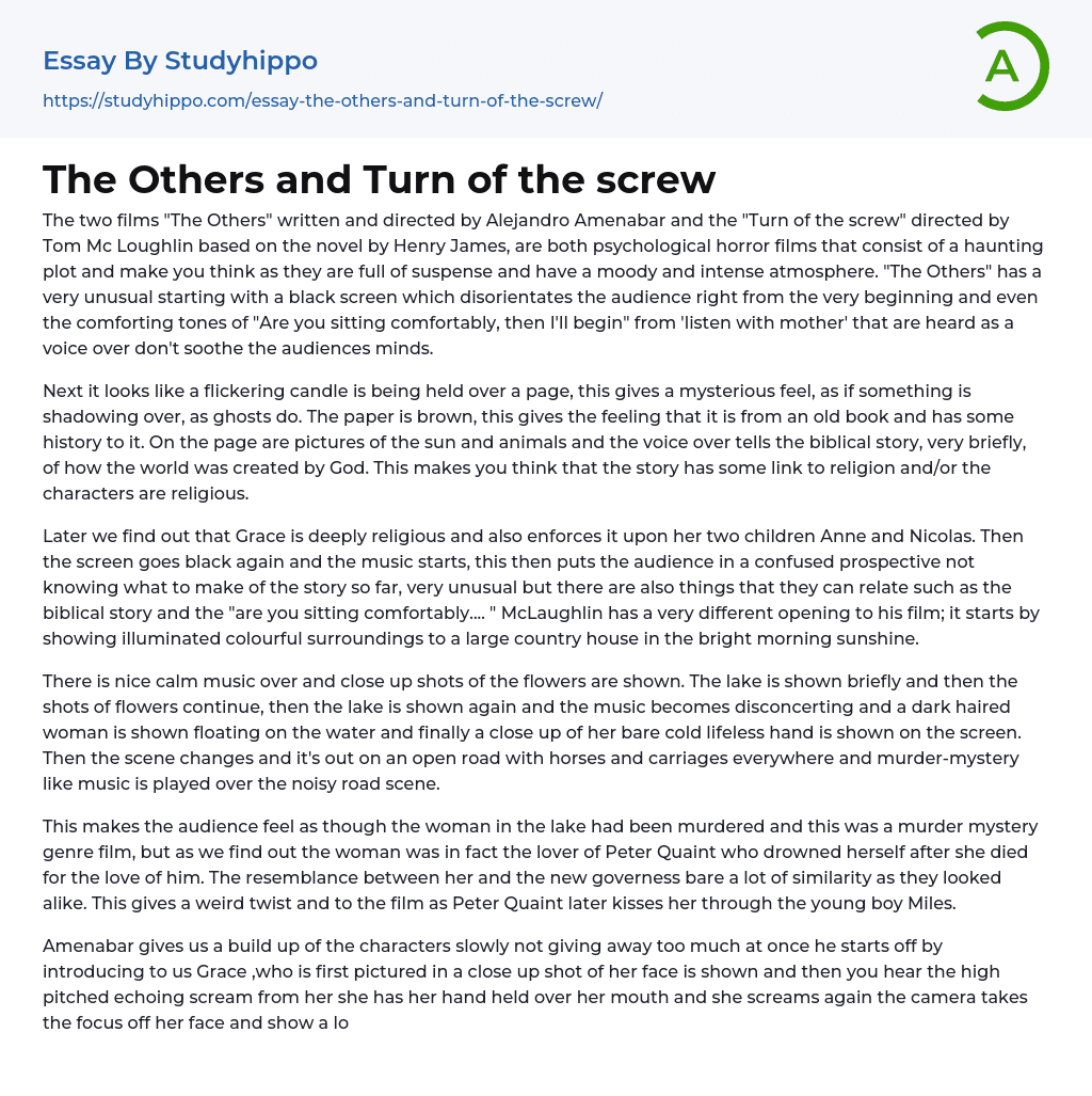 The Others and Turn of the screw Essay Example