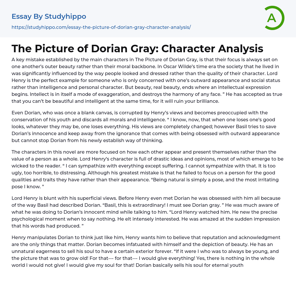 dorian gray essay questions