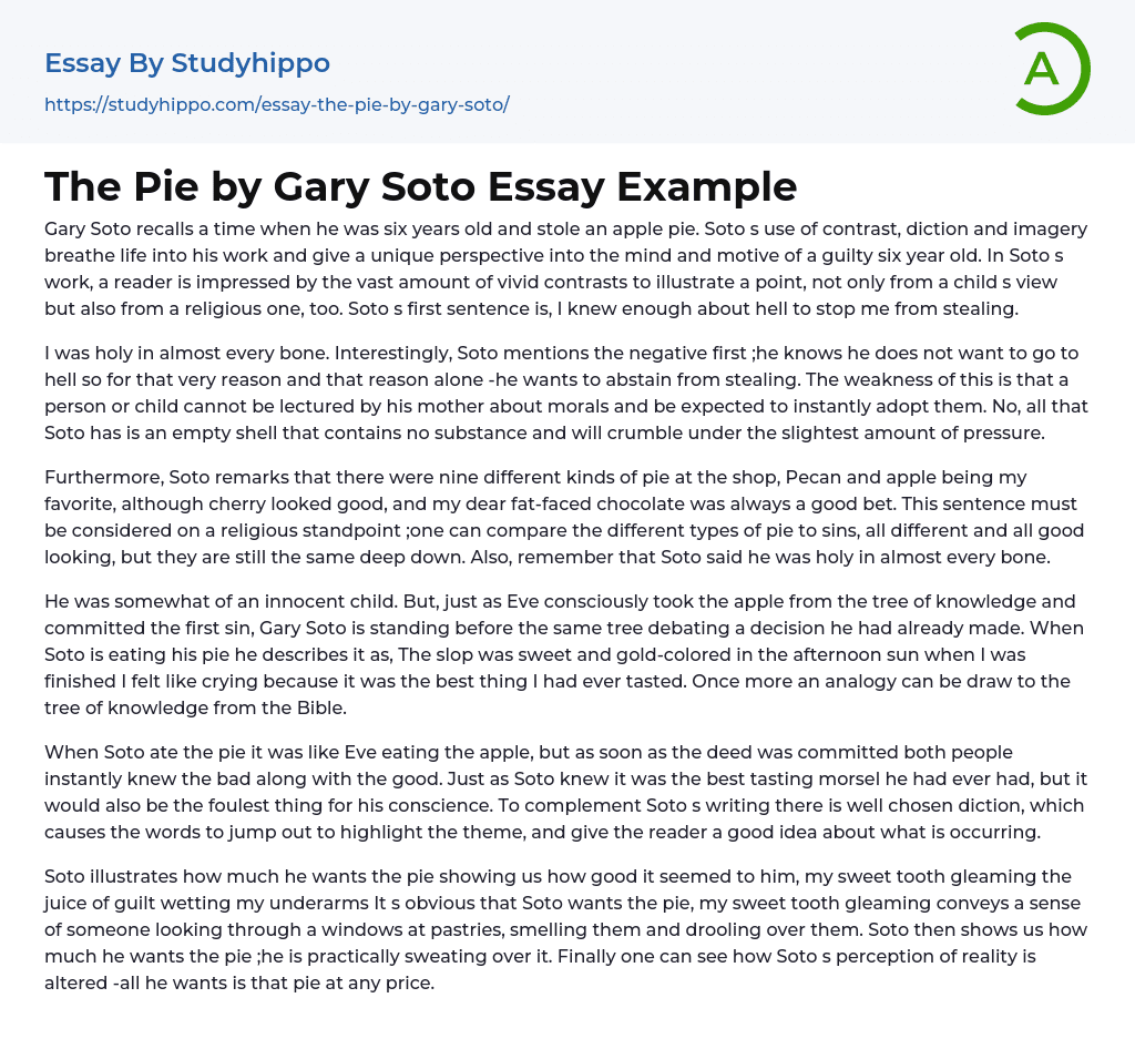 The Pie by Gary Soto Essay Example