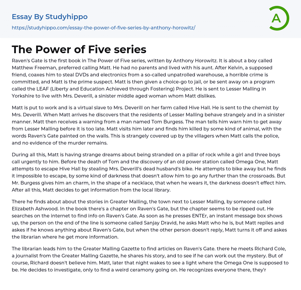 The Power of Five series Essay Example