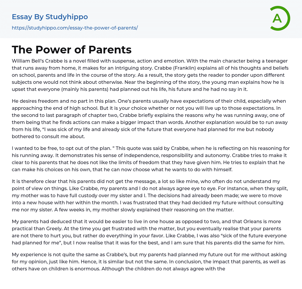 the value of parents essay