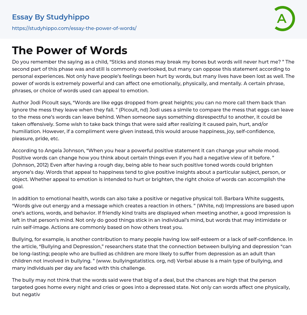 what is the power of words essay