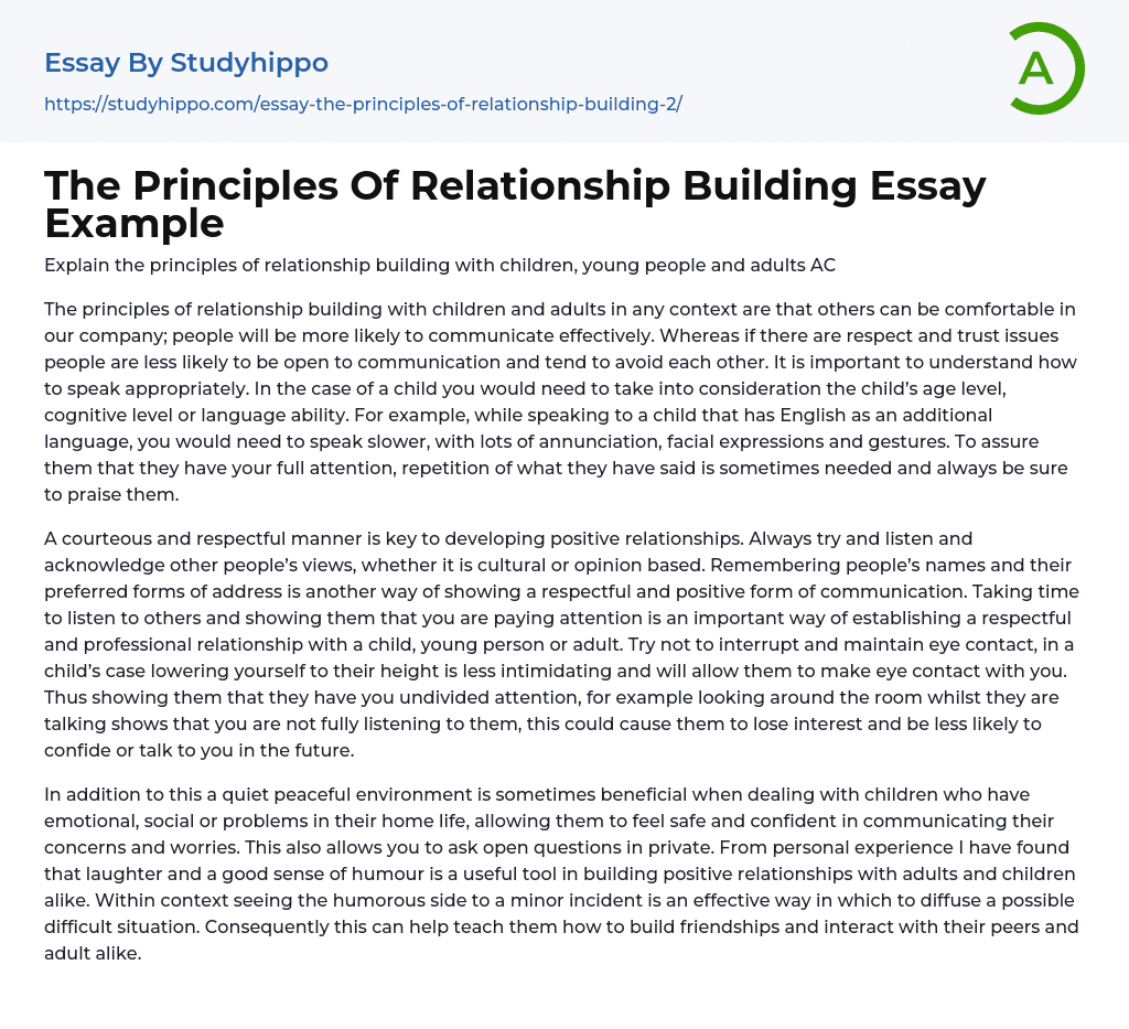 The Principles Of Relationship Building Essay Example