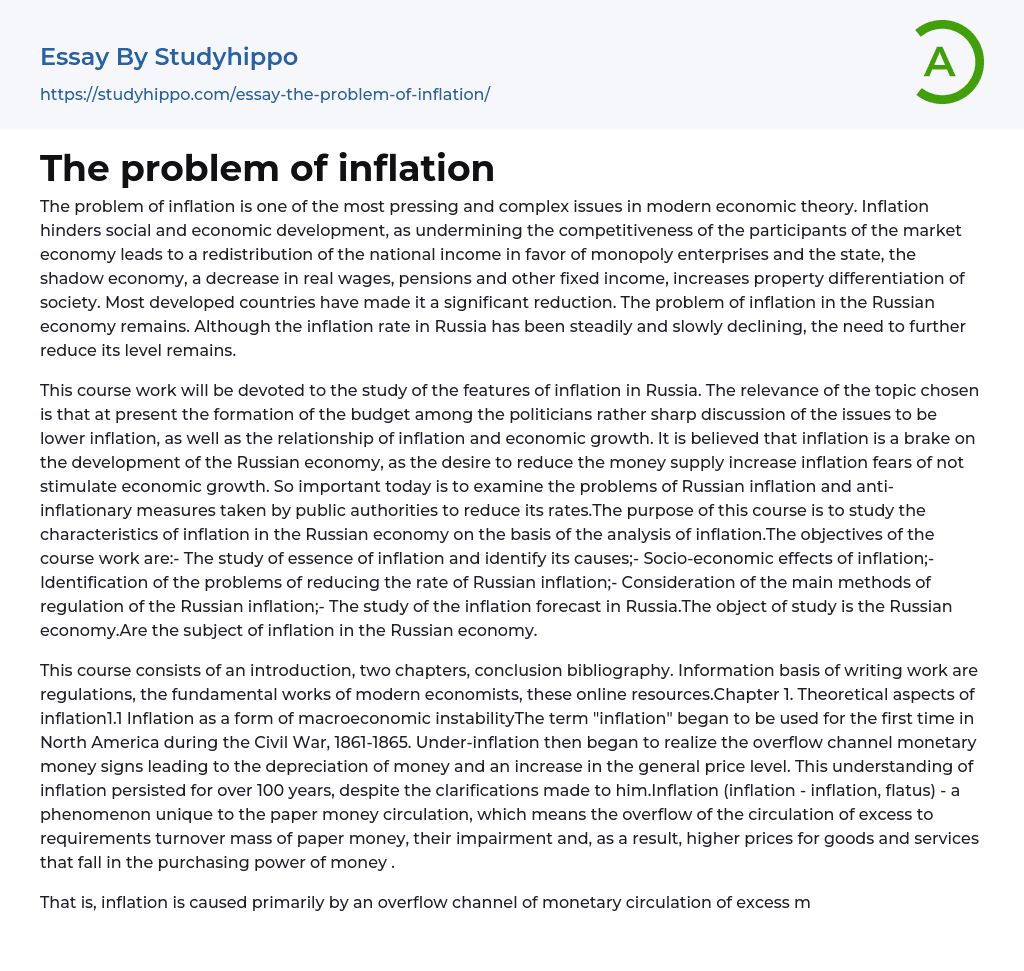 essay over inflation