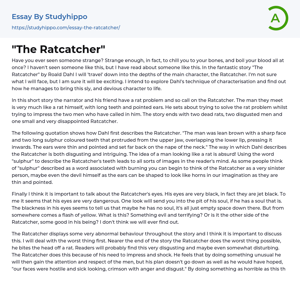 “The Ratcatcher” Essay Example