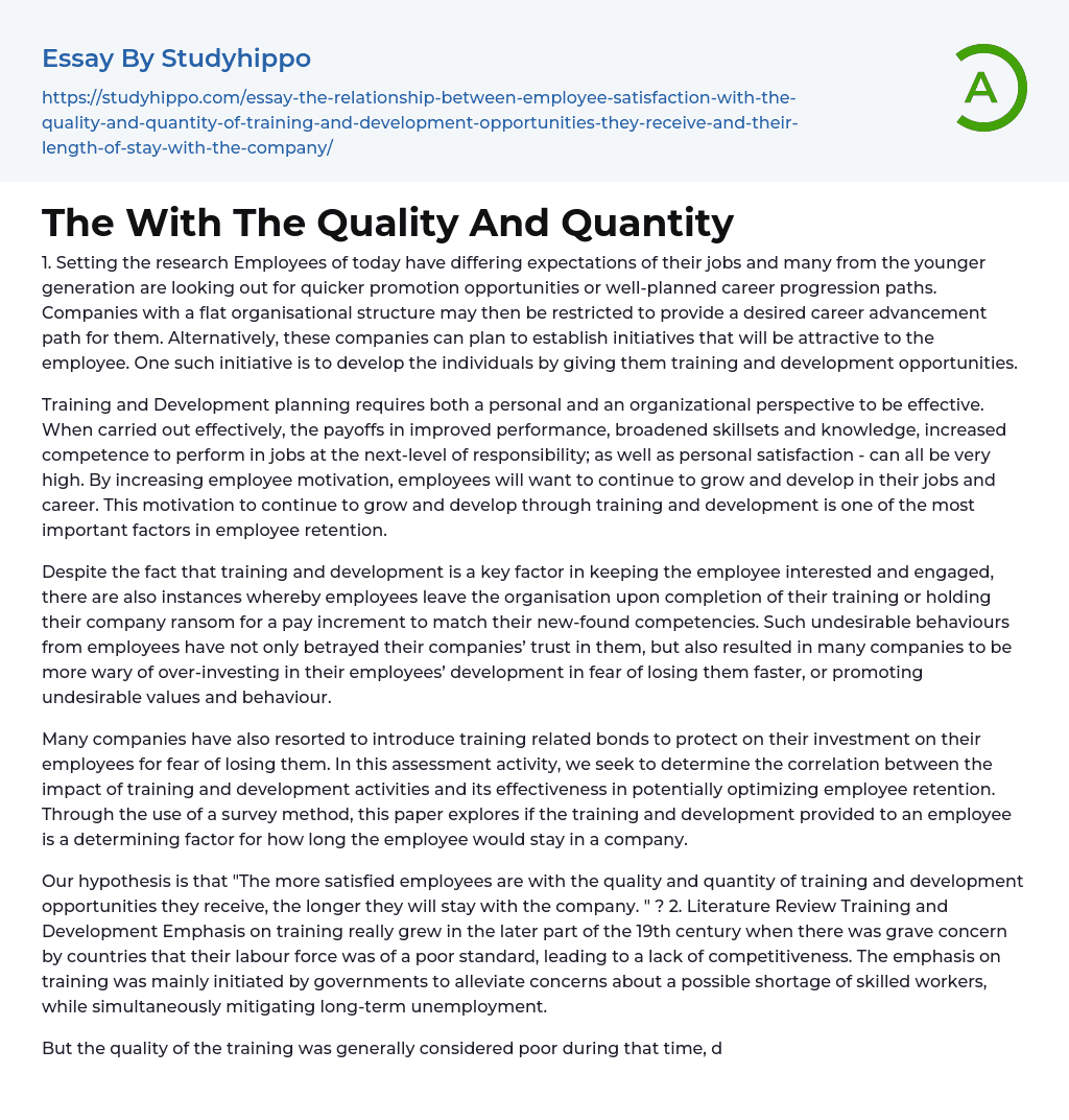 The With The Quality And Quantity Essay Example