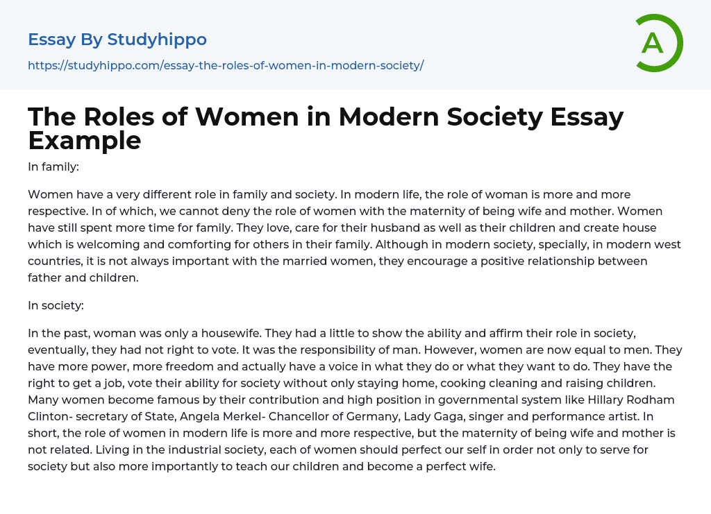 essays about women's role in our society