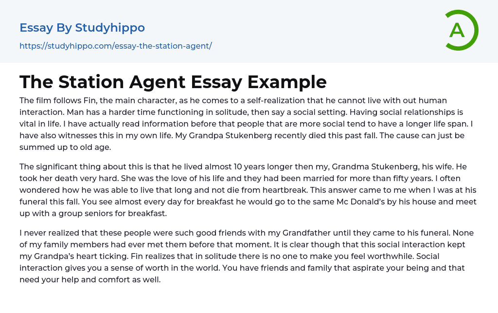 The Station Agent Essay Example
