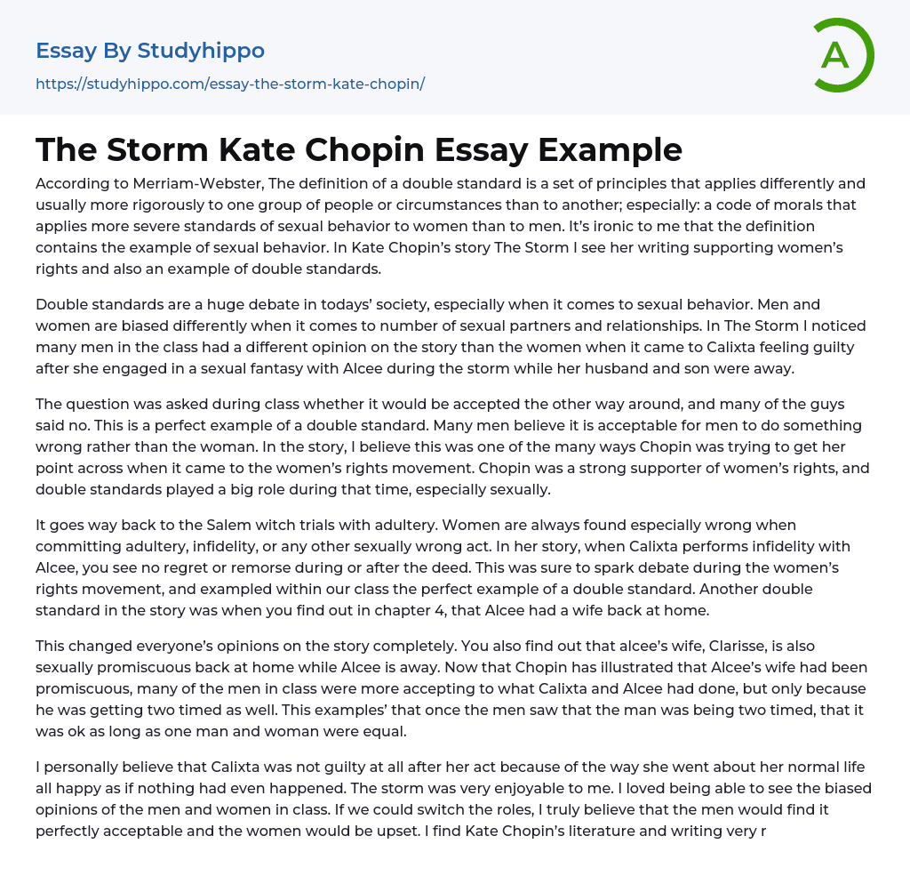 The Storm Kate Chopin Essay Example