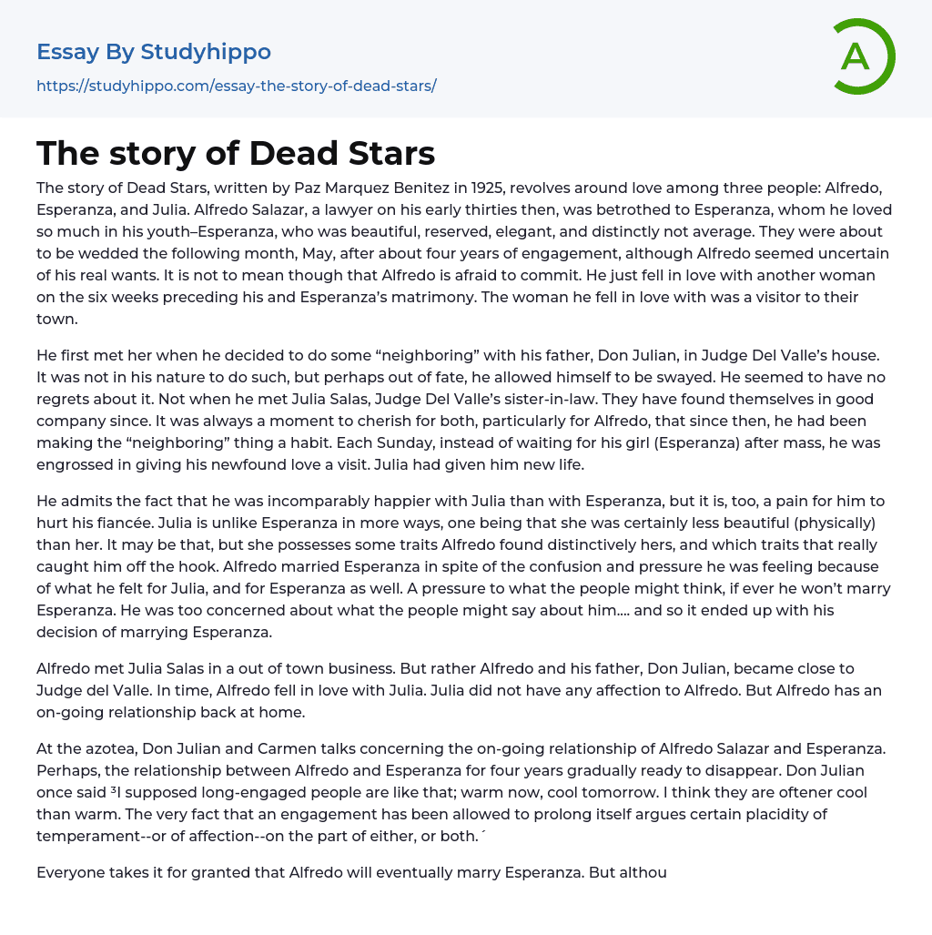 The story of Dead Stars Essay Example