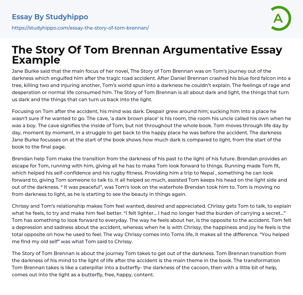 The Story Of Tom Brennan Argumentative Essay Example
