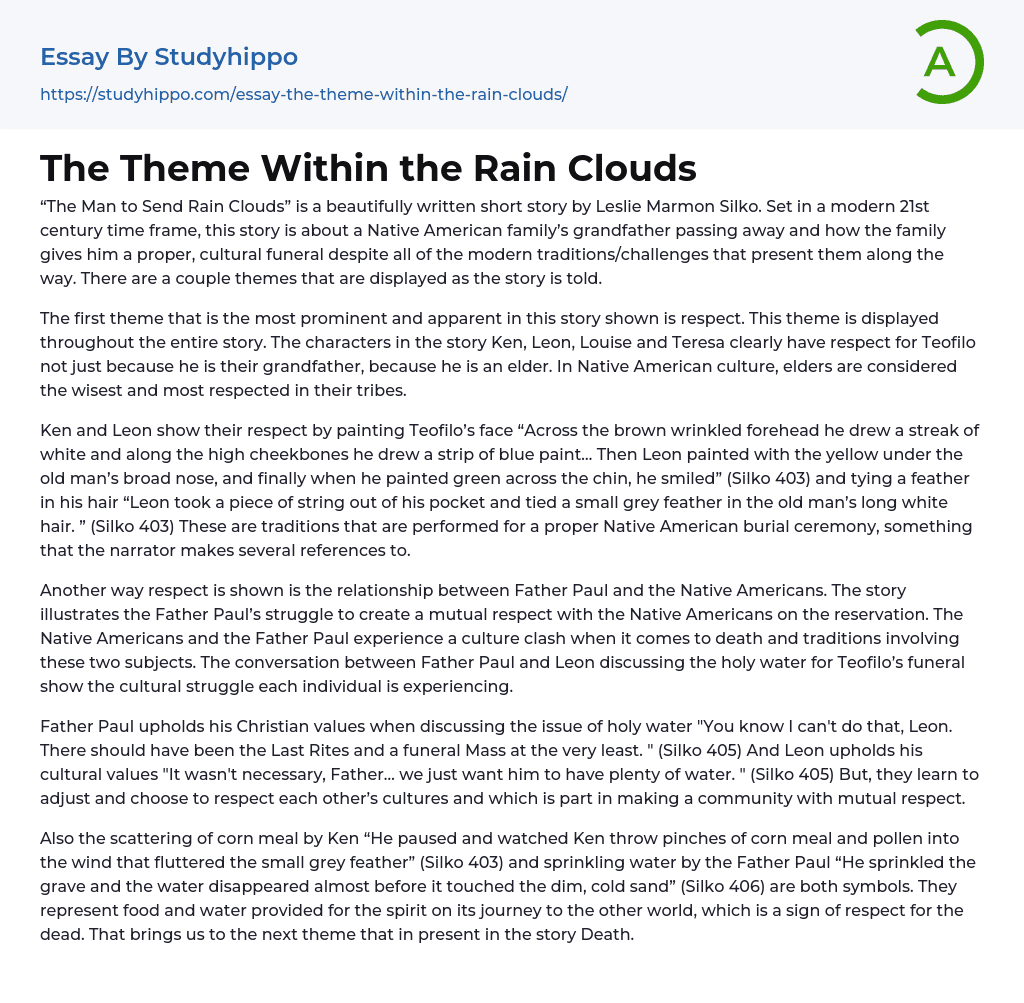 The Theme Within the Rain Clouds Essay Example