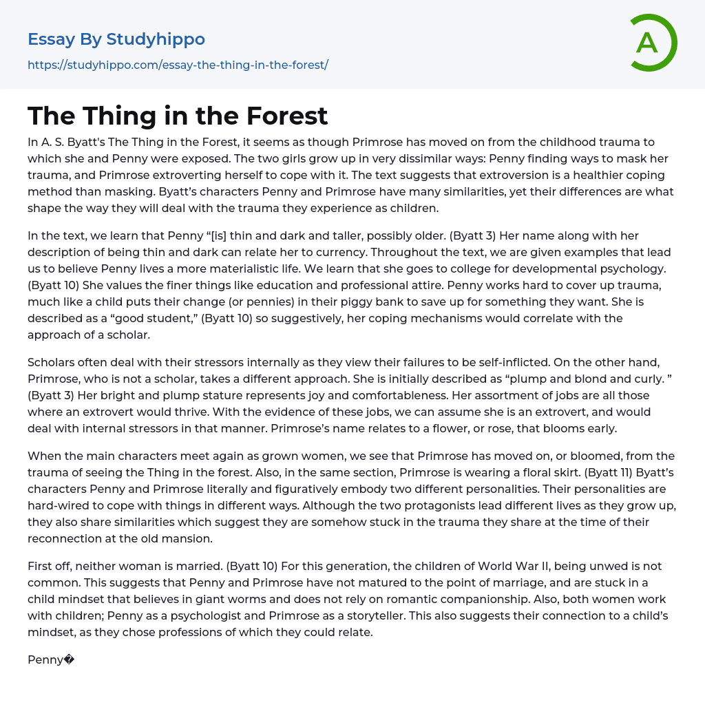 The Thing in the Forest Essay Example
