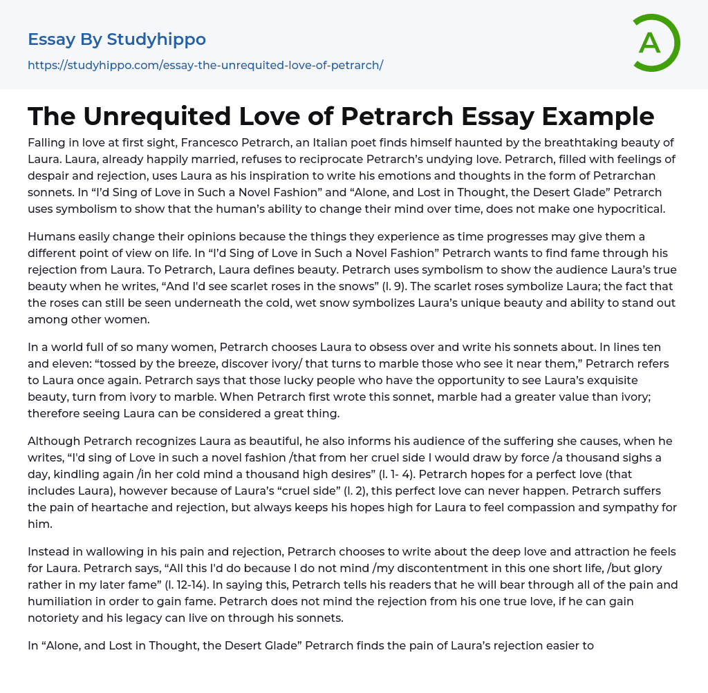 The Unrequited Love of Petrarch Essay Example