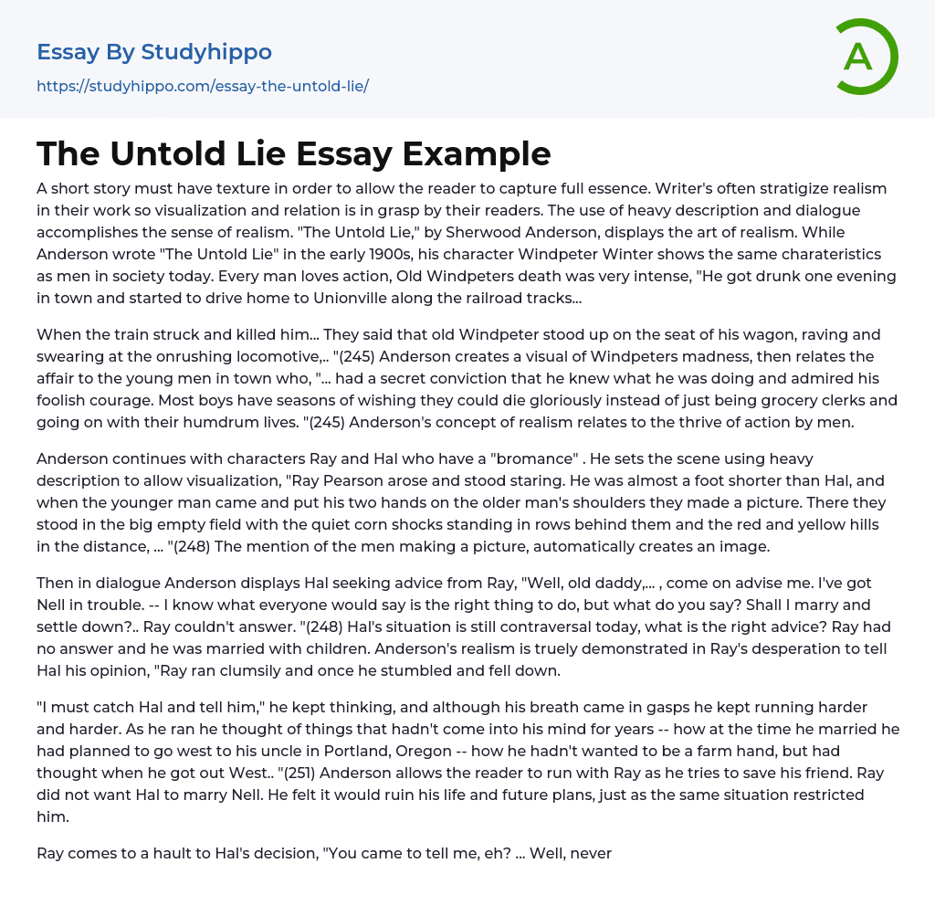 The Untold Lie Essay Example