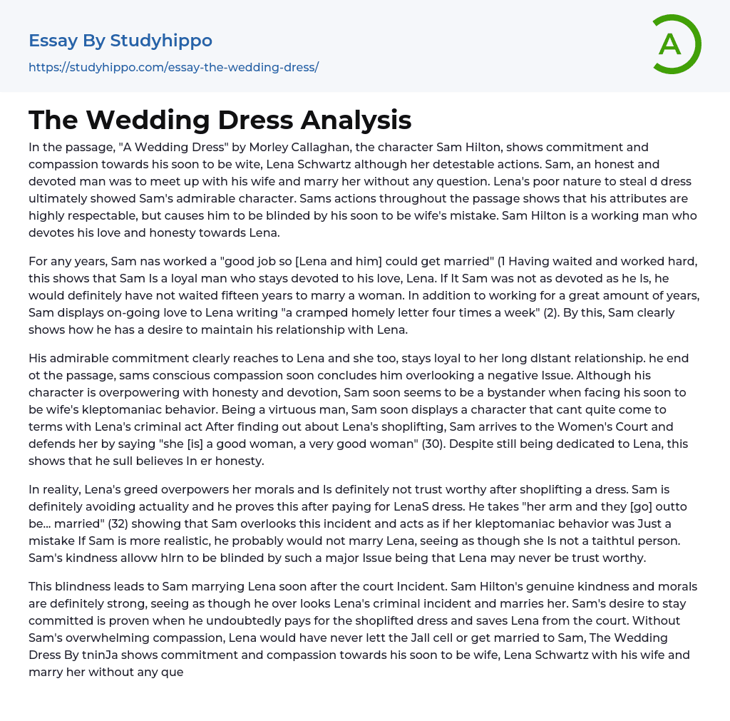 The Wedding Dress Analysis Essay Example