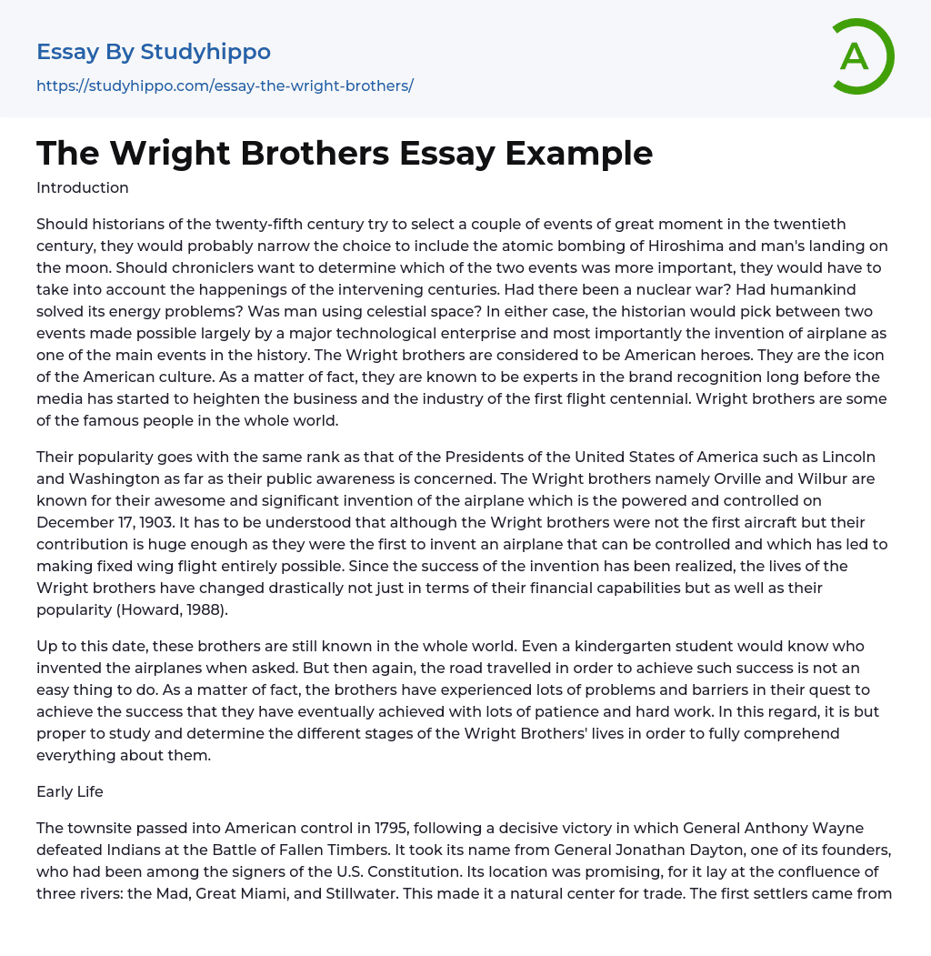 The Wright Brothers Essay Example