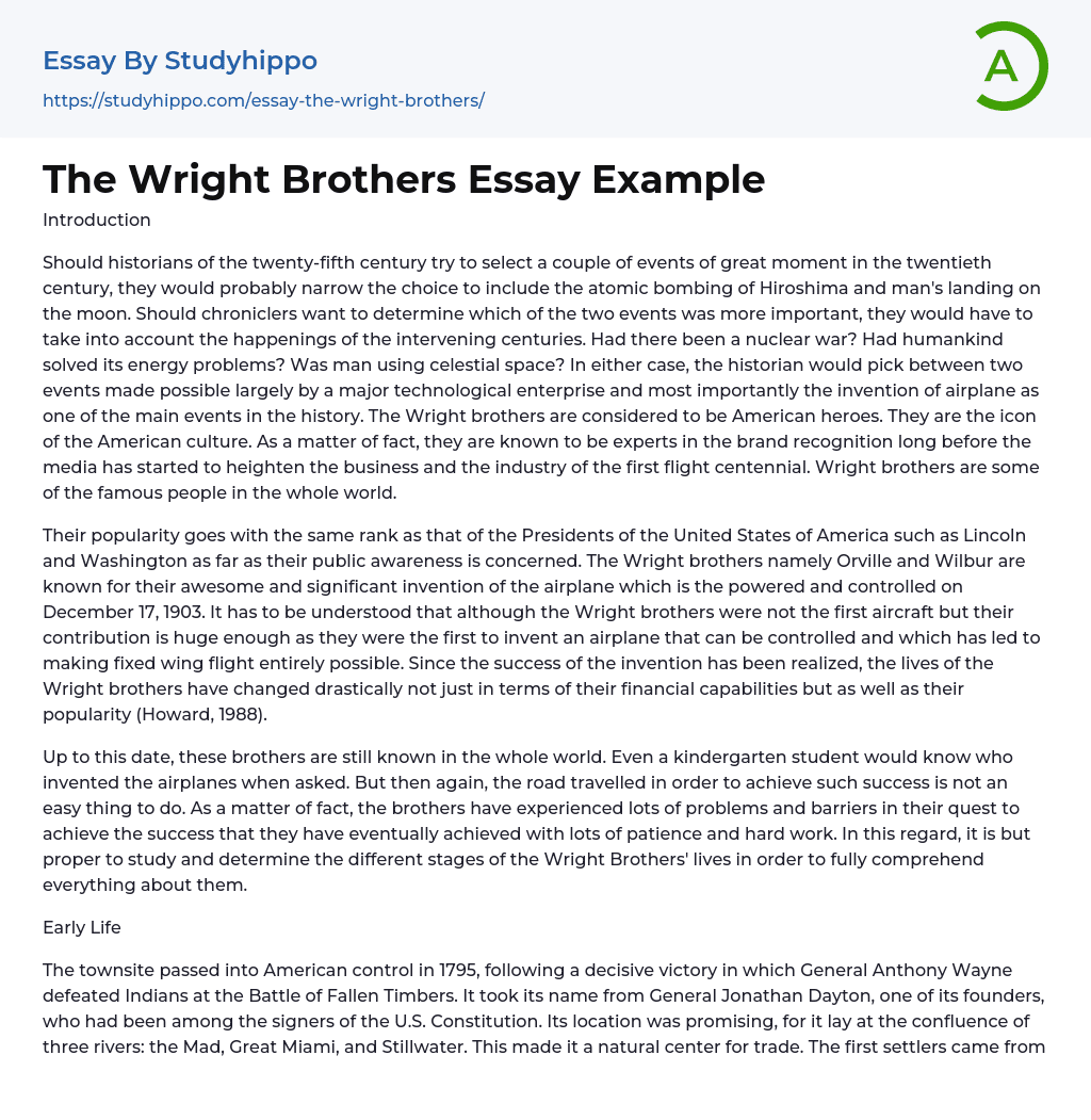 essay on the wright brothers