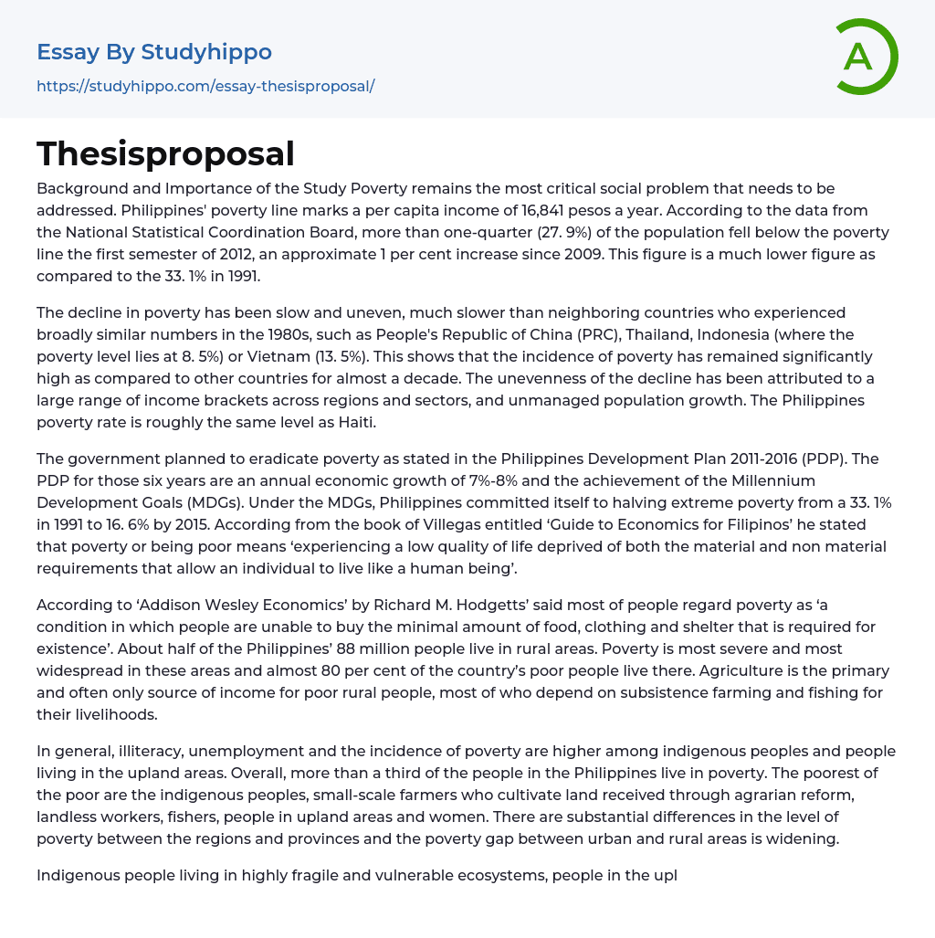 Thesisproposal Essay Example