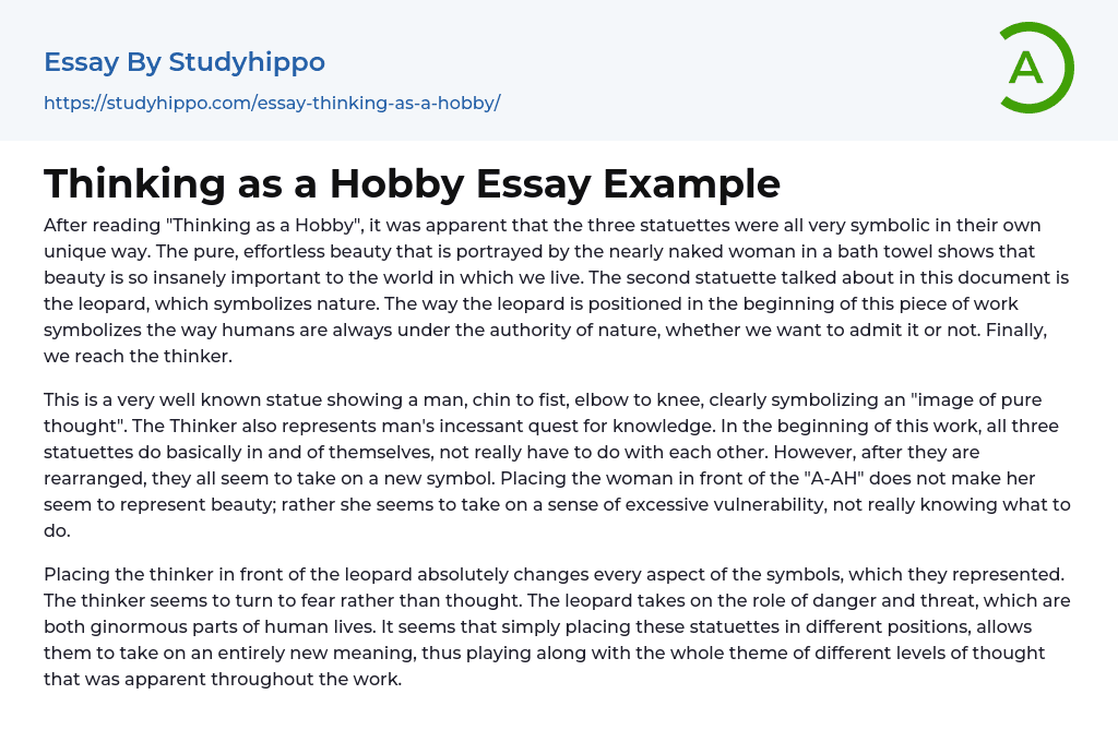 Thinking as a Hobby Essay Example