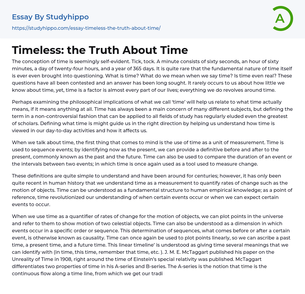 Timeless: the Truth About Time Essay Example