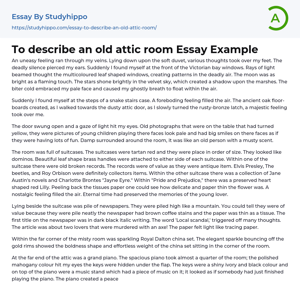 To describe an old attic room Essay Example