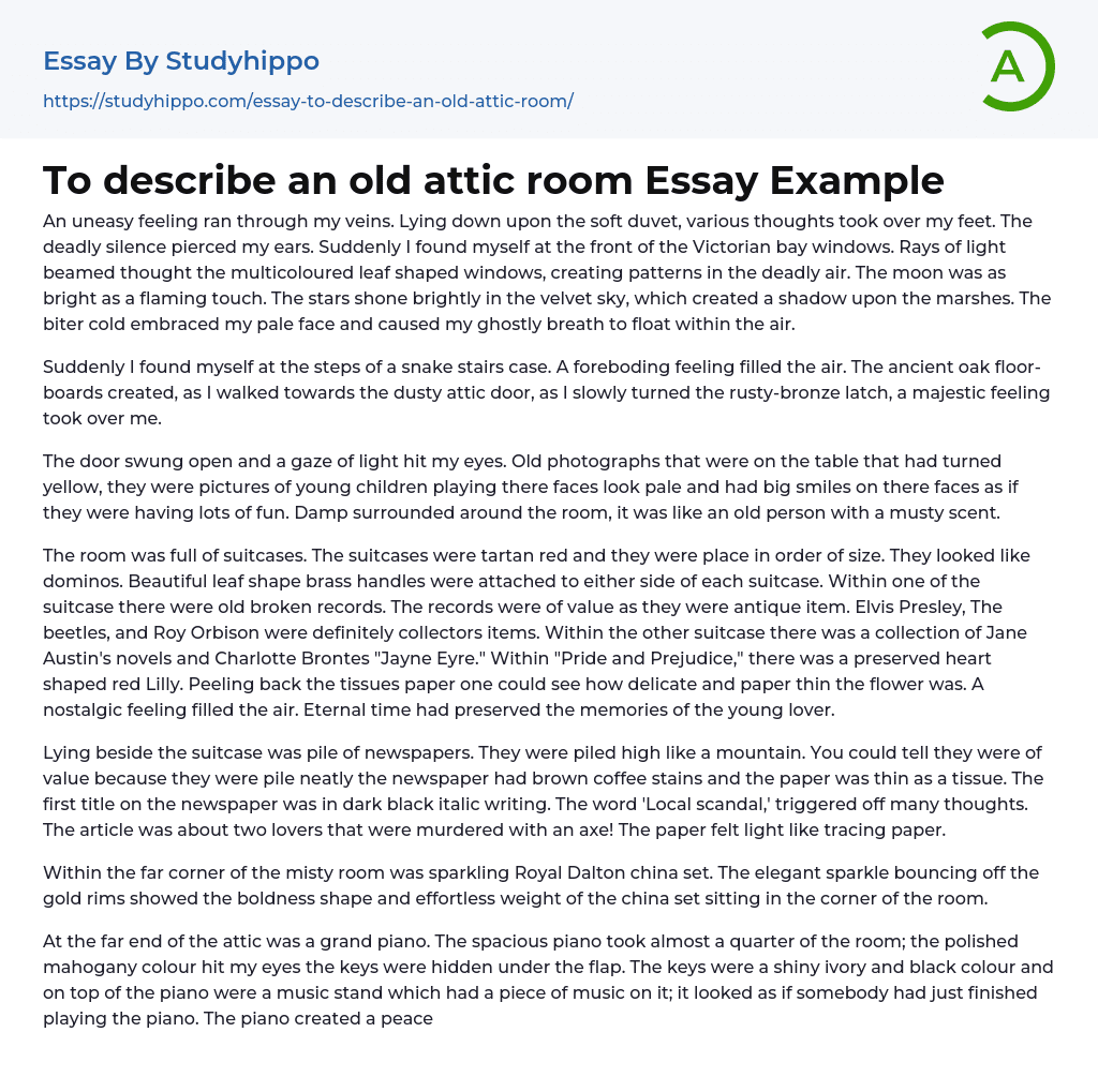 To Describe An Old Attic Room Essay Example StudyHippo