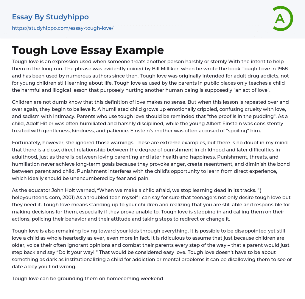 Tough Love Essay Example