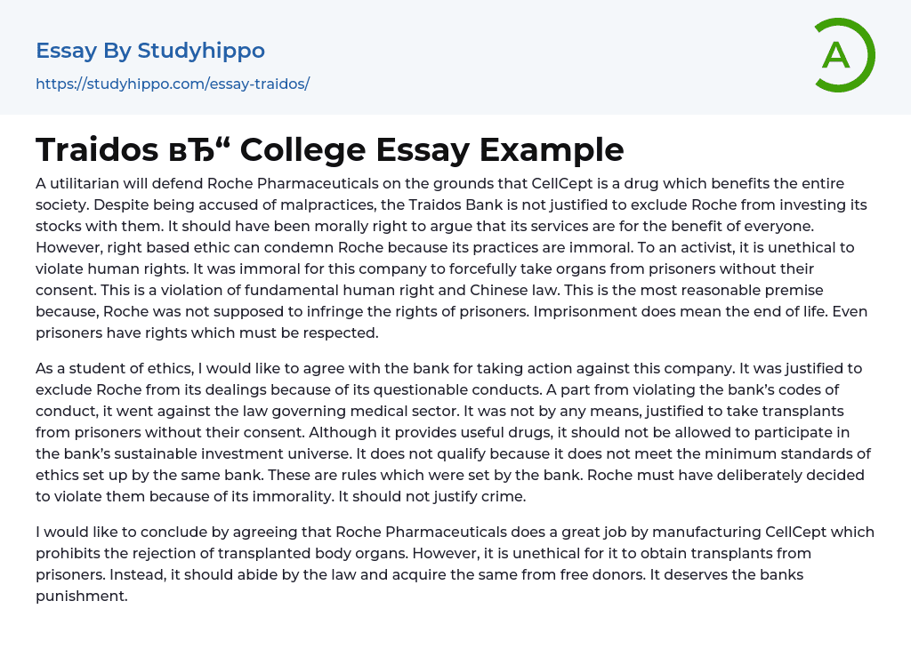 Traidos College Essay Example