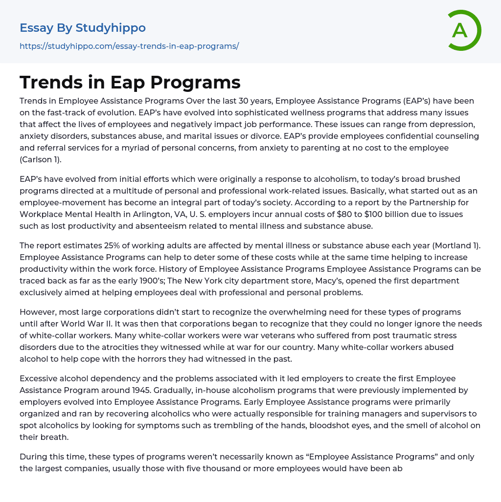 Trends in Eap Programs Essay Example