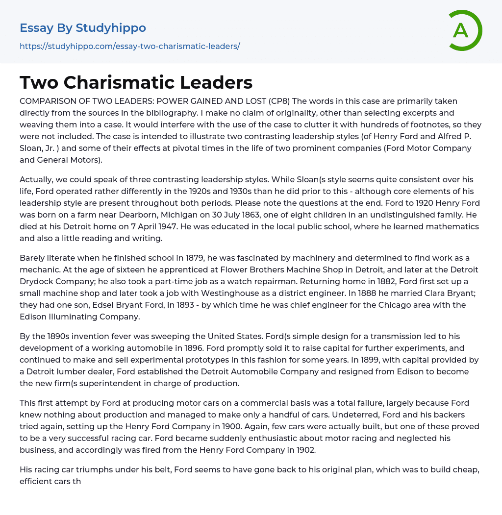 Comparison of Two Leaders: Power Gained and Lost Essay Example