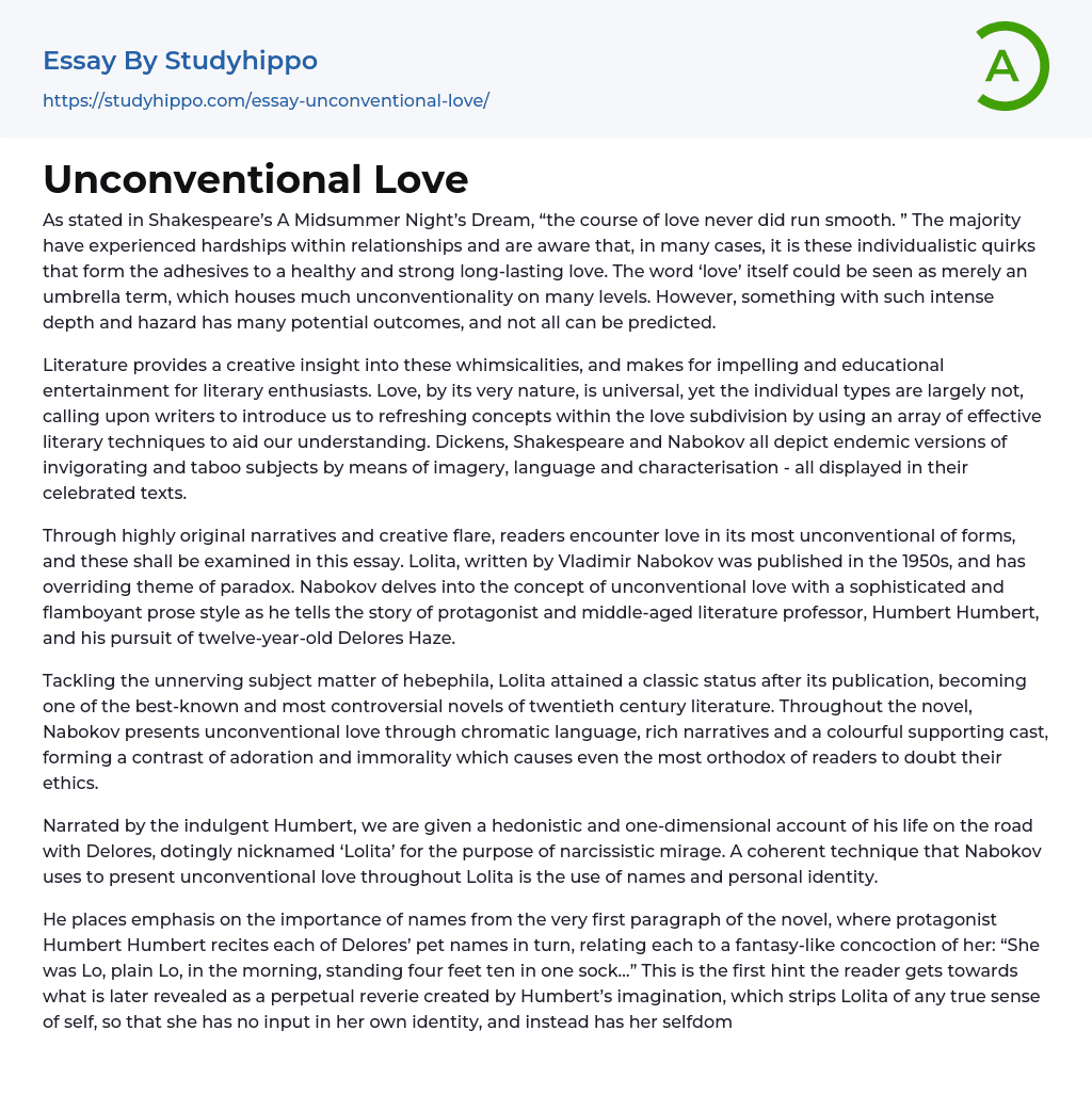 Unconventional Love Essay Example