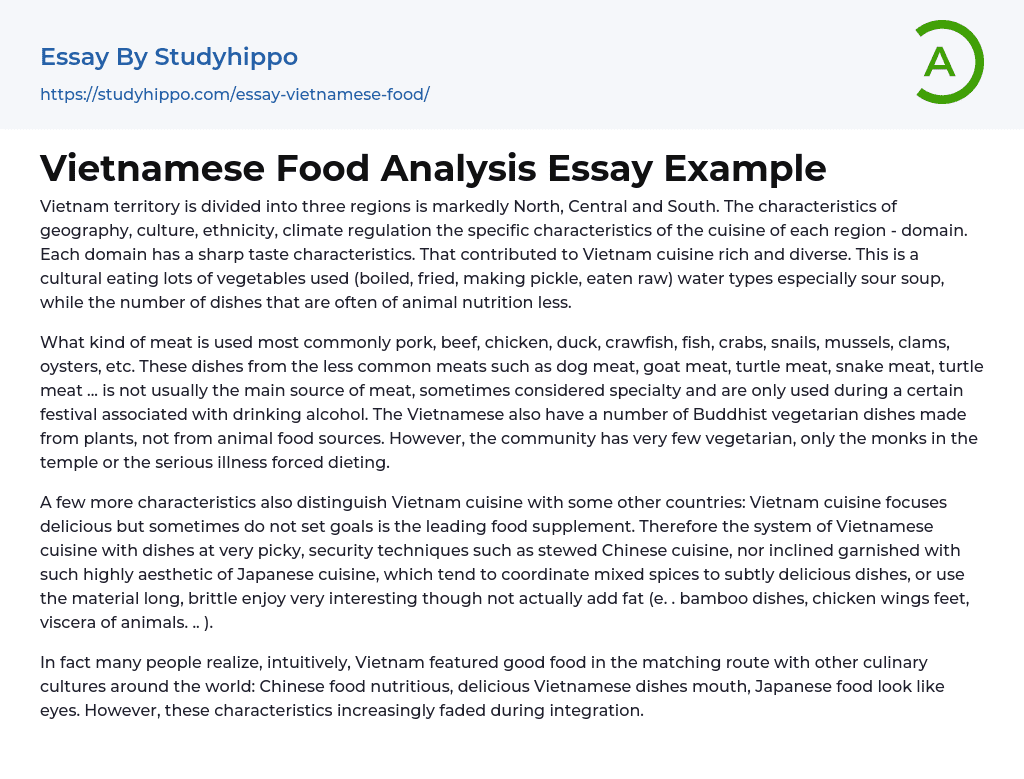 food analysis essay