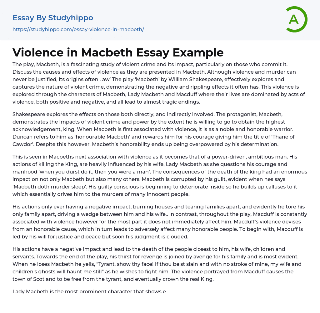 macbeth violence essay plan