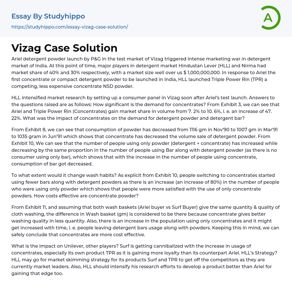 Vizag Case Solution Essay Example