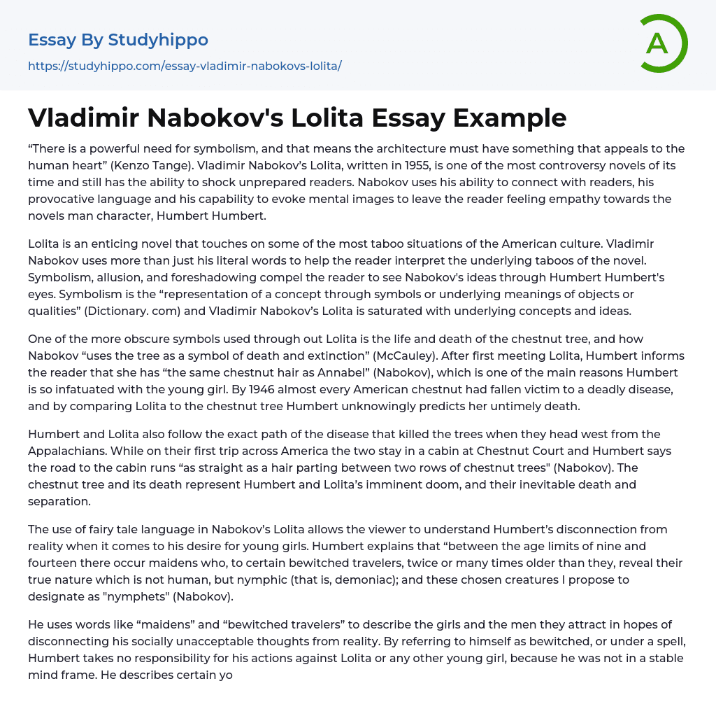 Vladimir Nabokov’s Lolita Essay Example